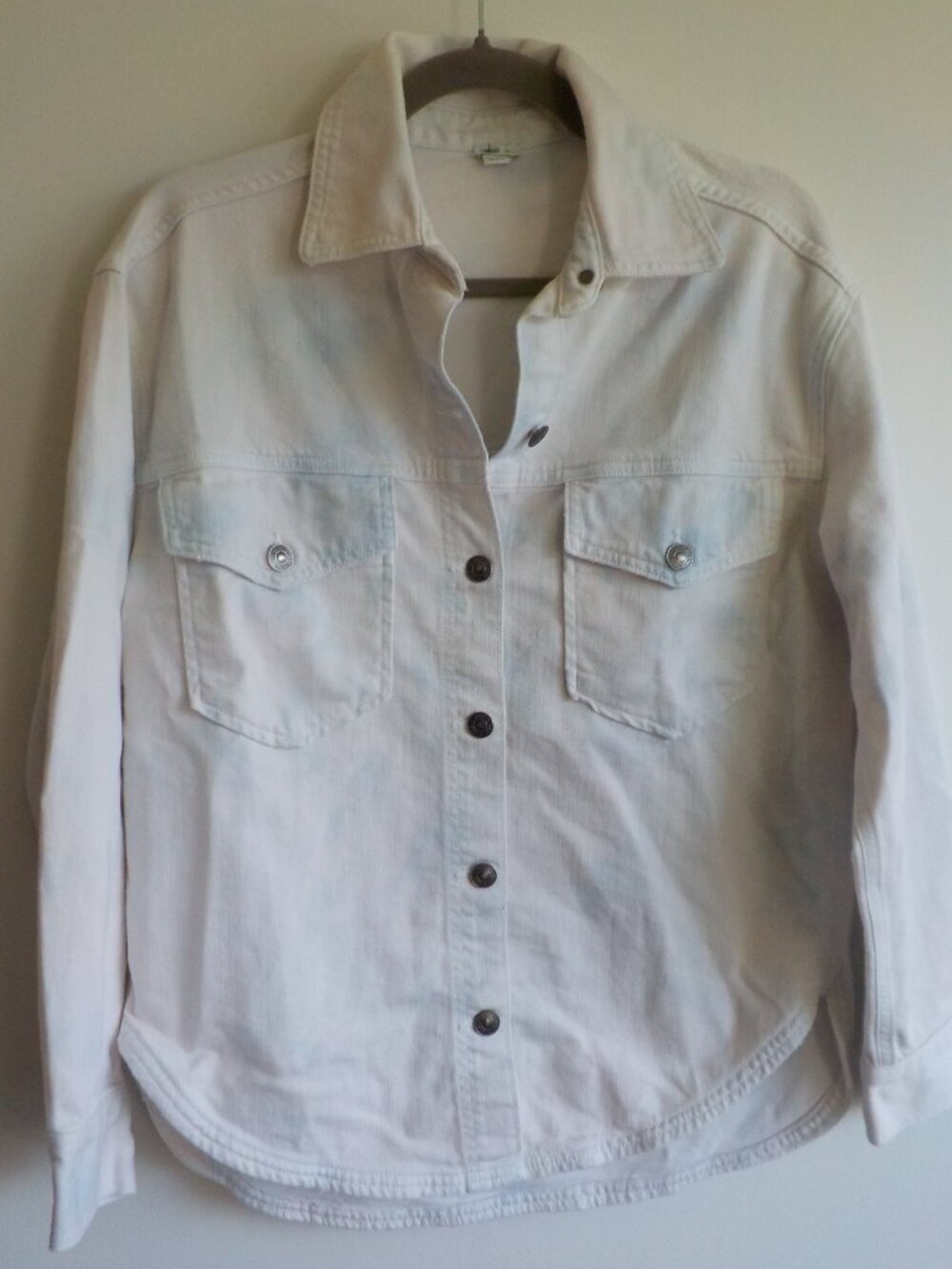 Aerie Jacket Shirt - Small - Denim Tie-Dye Blue Pink Pockets Collar (2x33)